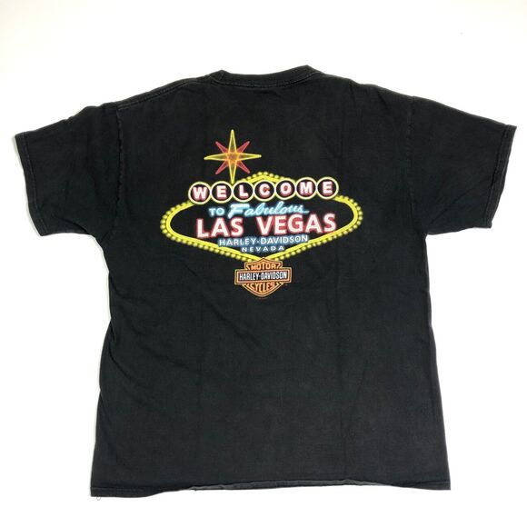 2015 Harley Davidson Las Vegas Neon Sign Black Tee T Shirt size Large B14 - Picture 1 of 7